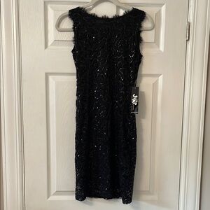 NWT Jump Black Sequin Embellished Sheath Midi Dress SIZE 1/2